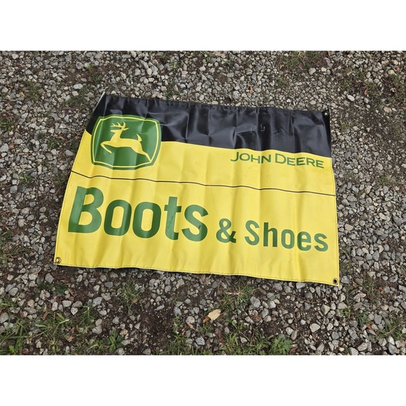 John Deere Boots Shoes dealer‎ sign banner work boots advertising 24.5x35.25